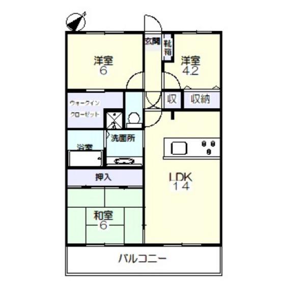 サーパス医大南(3LDK/9階)の間取り写真