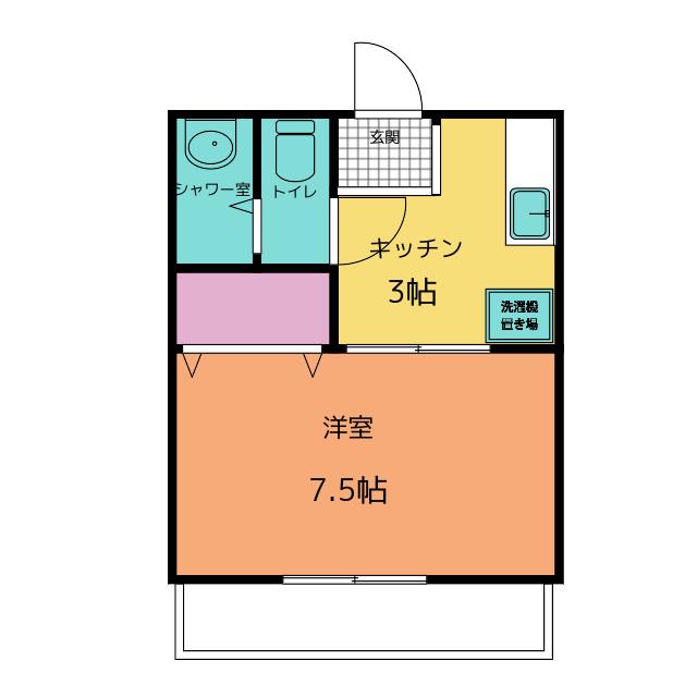 神部ハイツ(1DK/3階)の間取り写真