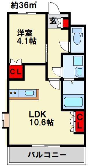 ヴァンベール(1LDK/2階)の間取り写真