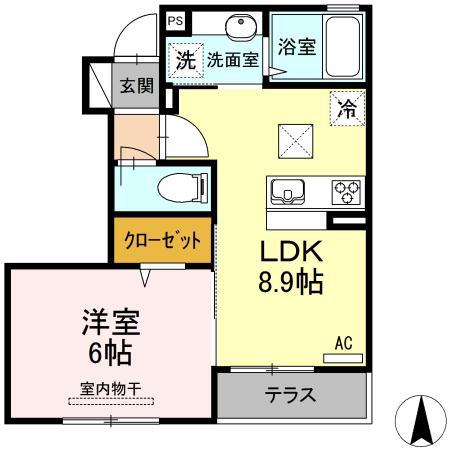 MINETTEI(1LDK/1階)の間取り写真