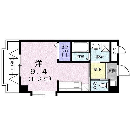 カーサユー(ワンルーム/4階)の間取り写真