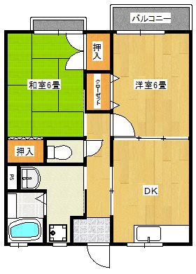 グランデールI(2DK/2階)の間取り写真