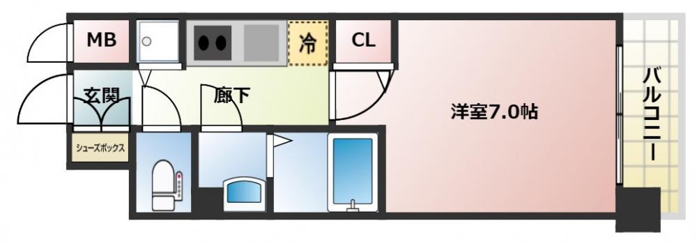 N°77FUKUSHIMAIII(1K/7階)の間取り写真
