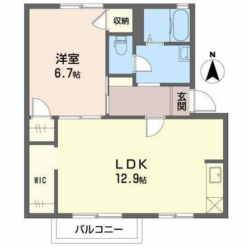 ピュアコート B(1LDK/2階)の間取り写真