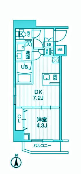 シーフォルム西小山(1DK/4階)の間取り写真
