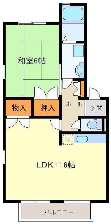 アルファーコート(1LDK/2階)の間取り写真