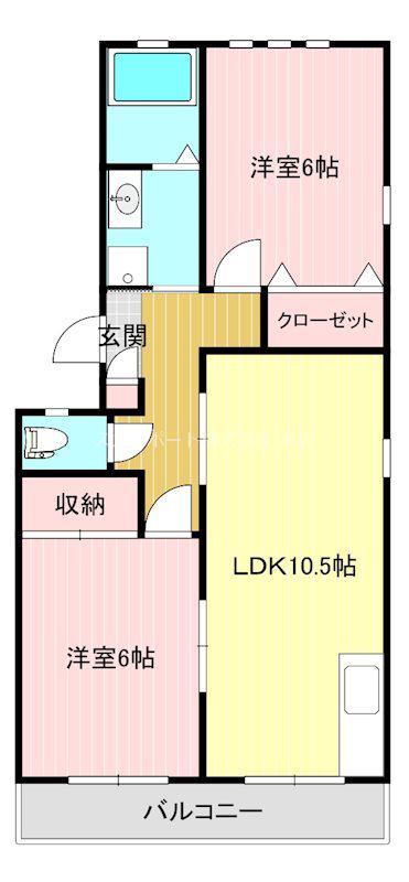 サンクエスA(2LDK/1階)の間取り写真