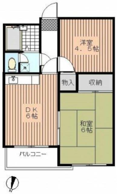 グリーンプラザ五反田第2(2DK/9階)の間取り写真