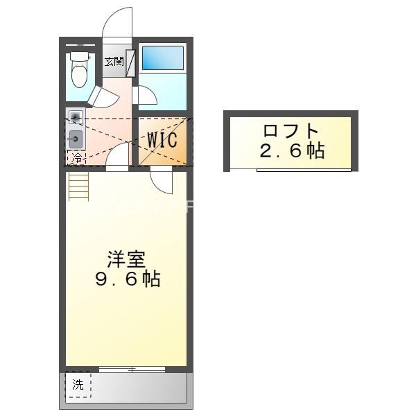 セザンヌ原町3(1K/2階)の間取り写真