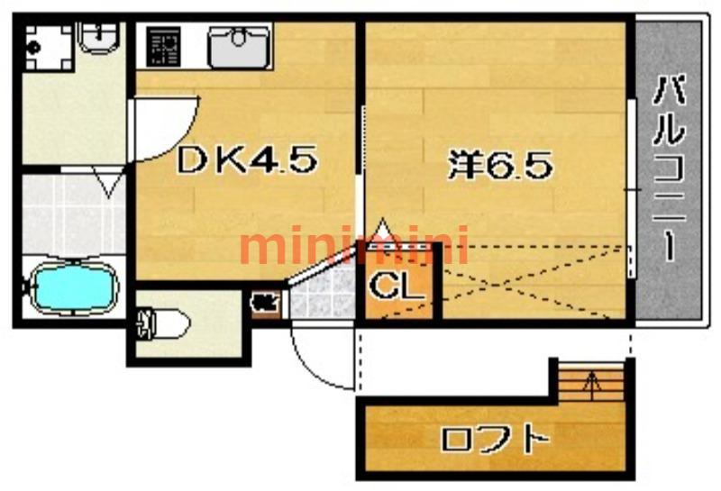 JR東海道本線 JR総持寺駅 徒歩9分 3階建 築19年(1DK/3階)の間取り写真