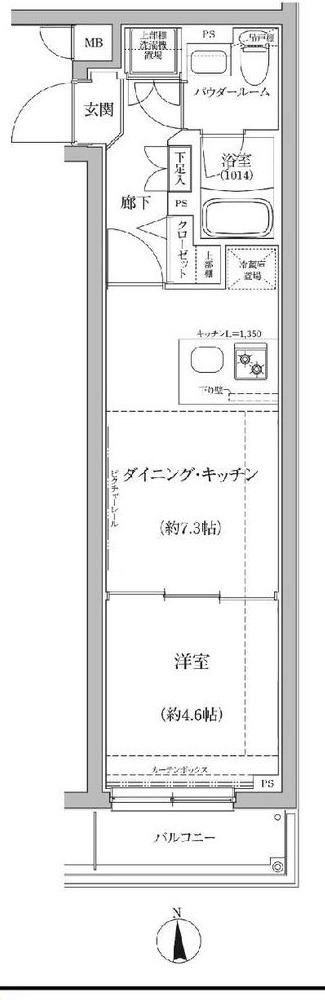 パティーナ蒲田DUO(1LDK/3階)の間取り写真