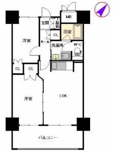 シャーメゾンステージ博多(2LDK/6階)の間取り写真