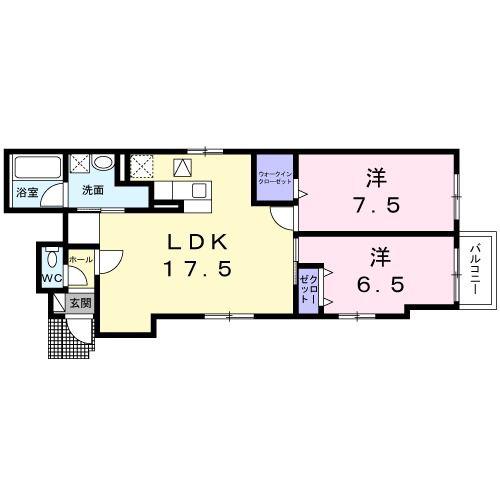 VAMOS A(2LDK/1階)の間取り写真