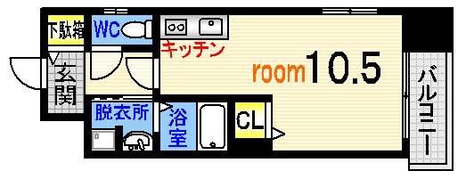 アーバンルーム平和通(ワンルーム/6階)の間取り写真