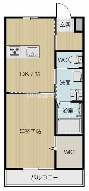 UKマンション(1DK/1階)の間取り写真