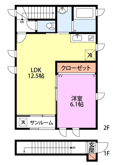 ル・シェリア(1LDK/2階)の間取り写真