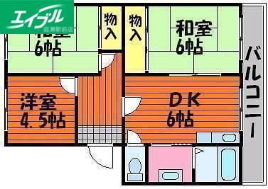 国富コーポ(3DK/3階)の間取り写真
