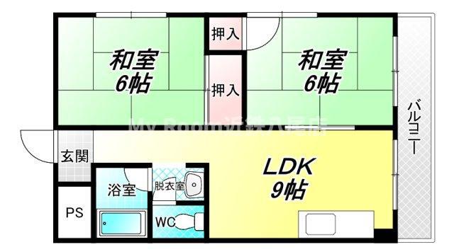 沼ハイツ(2LDK/1階)の間取り写真