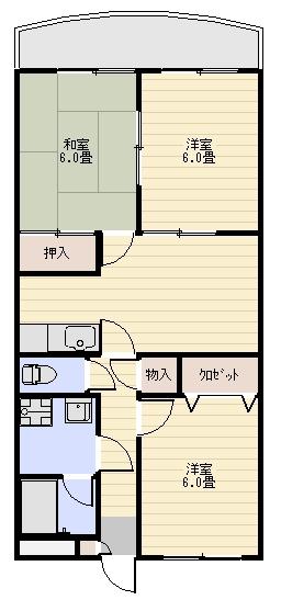 ドミール三川III(3DK/3階)の間取り写真