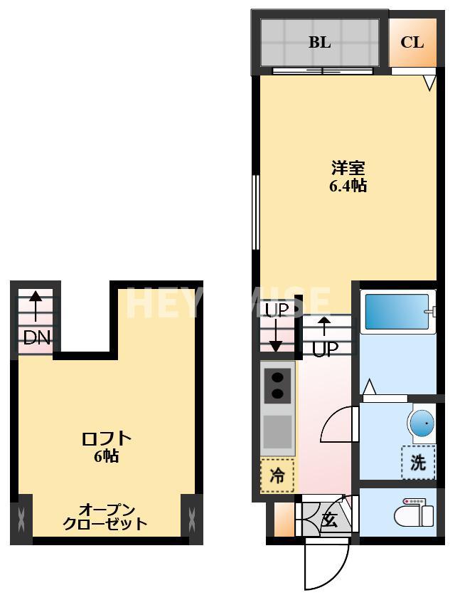 MODERAN PALAZZO西諫早駅(1SK/2階)の間取り写真