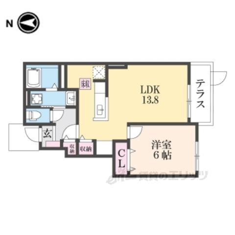 パークサイドエックスⅡ(1LDK/1階)の間取り写真