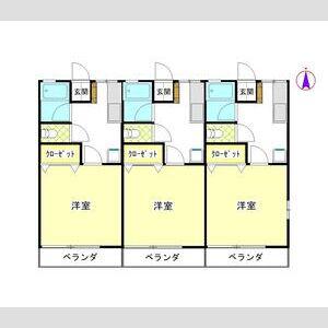サカエハイツ(1K/1階)の間取り写真