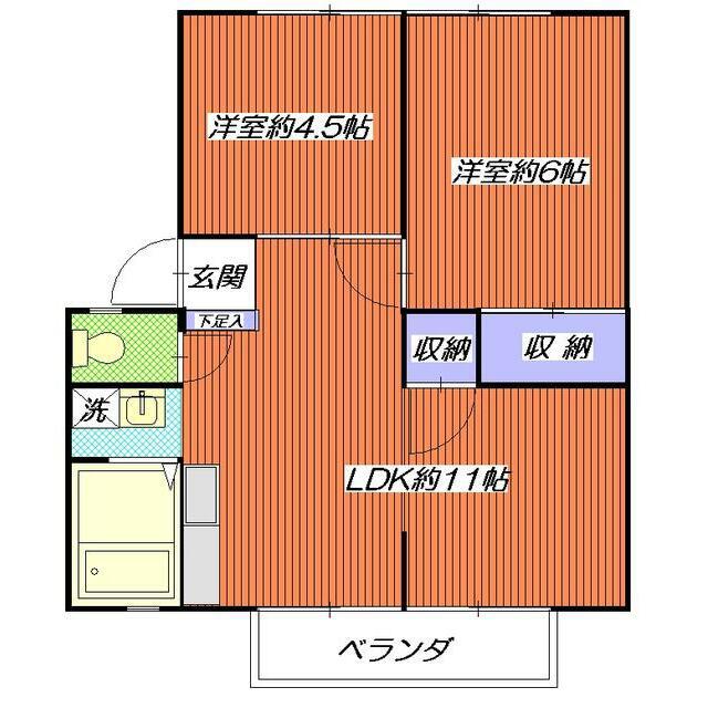 泉タウン31(2LDK/2階)の間取り写真