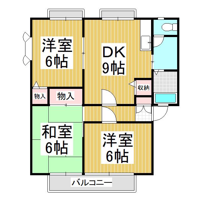 サンビレッジ更埴 C(3DK/2階)の間取り写真
