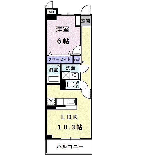 アイ ウィッシュ(1LDK/2階)の間取り写真