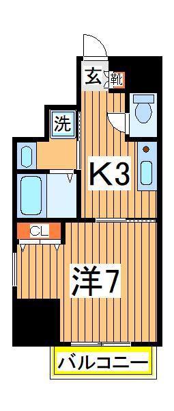ラフィネ 柏(1K/8階)の間取り写真