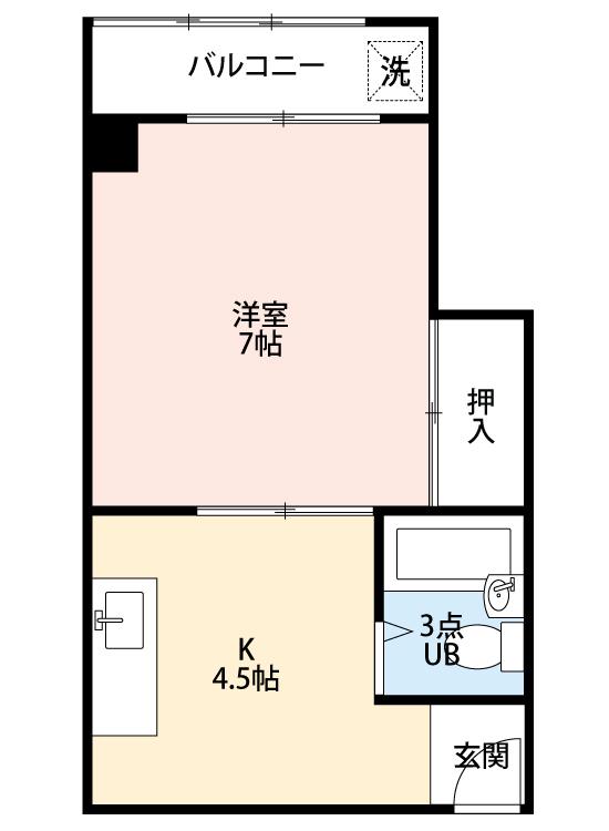 マンションさくめ(1DK/2階)の間取り写真