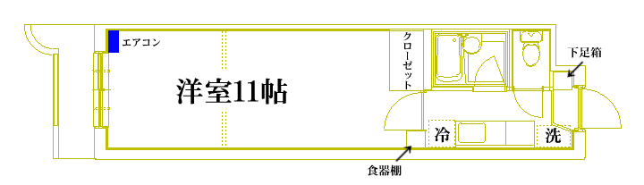スカイハイム磯部(1K/2階)の間取り写真