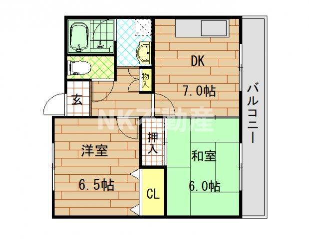 メゾンイサム(2DK/2階)の間取り写真