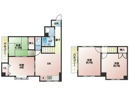 ライフェスト御影パートⅠ(4DK/4階)の間取り写真