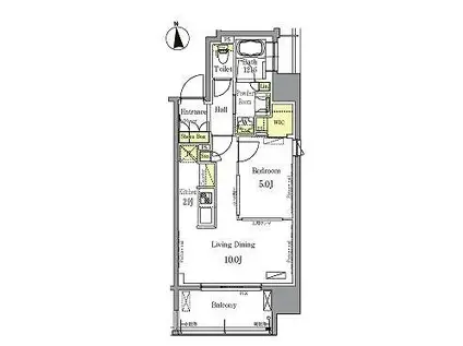 PARK AXIS新御徒町イースト(1LDK/8階)の間取り写真