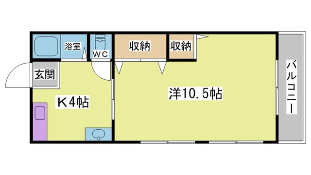 フォルテ鈴蘭台(1K/1階)の間取り写真
