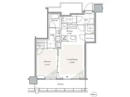 リビオレジデンス西麻布(1LDK/22階)の間取り写真