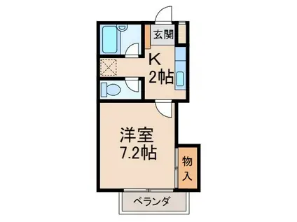 グリーンフル湯峯(1K/2階)の間取り写真