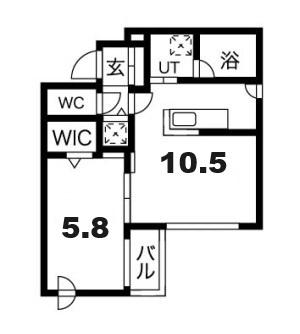 ボーンビルドII(1LDK/4階)の間取り写真