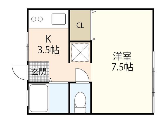 寺岡ビル(1K/4階)の間取り写真
