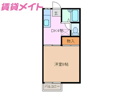 ハイム江戸橋(1DK/1階)の間取り写真