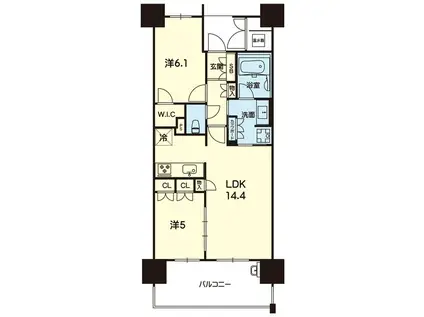 グランドオーク九品寺 302号(2LDK/3階)の間取り写真