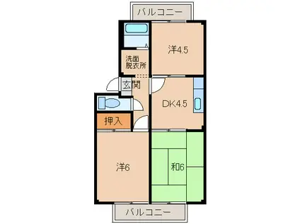 エレガントハイツ岩出(3DK/2階)の間取り写真