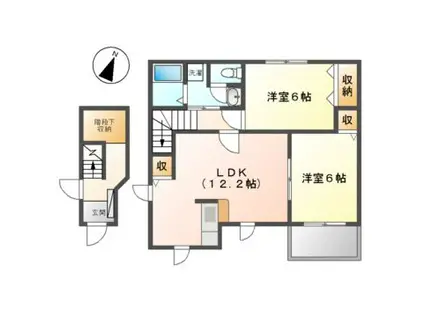 ヴィア・ラッテアB棟(2LDK/2階)の間取り写真