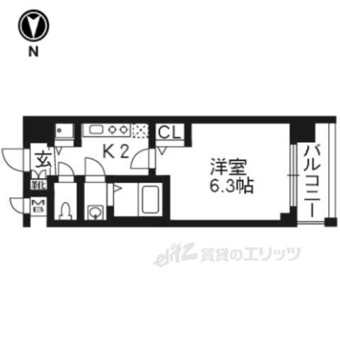 プレサンス京都五条天使突抜(1K/4階)の間取り写真
