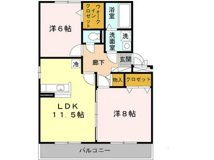 クレール萱振C(2LDK/2階)の間取り写真