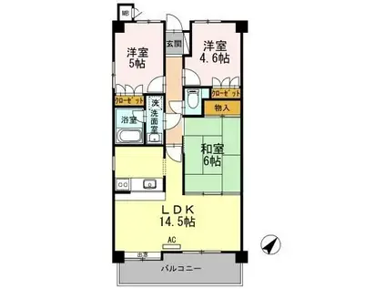 ウィステリアブロッサム(3LDK/1階)の間取り写真