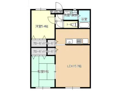 ロータスポンドB(2LDK/3階)の間取り写真