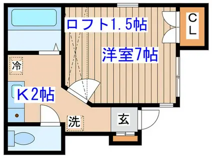 アイランドフラット(1K/1階)の間取り写真