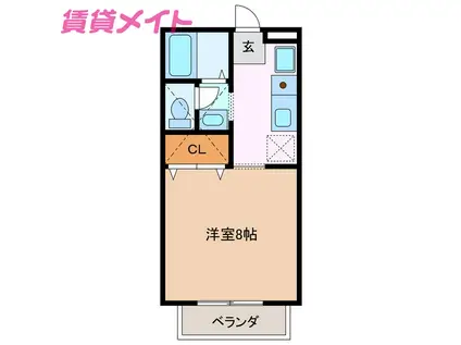 クレストコート1999(1K/2階)の間取り写真